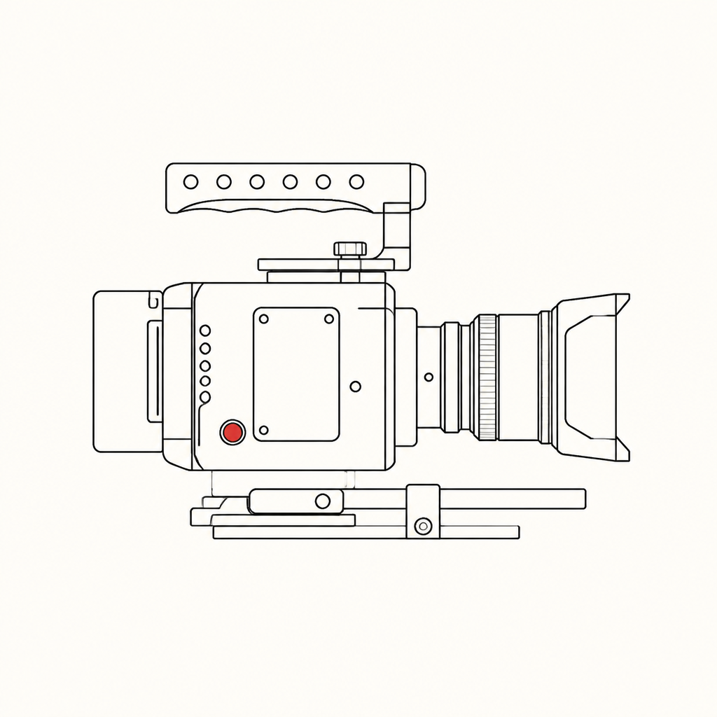 Minimal line illustration of a documentary camera